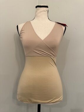 Spanx Cami Medium NWT Nude Shapewear Tank Criss Cross Slimming Control Top
